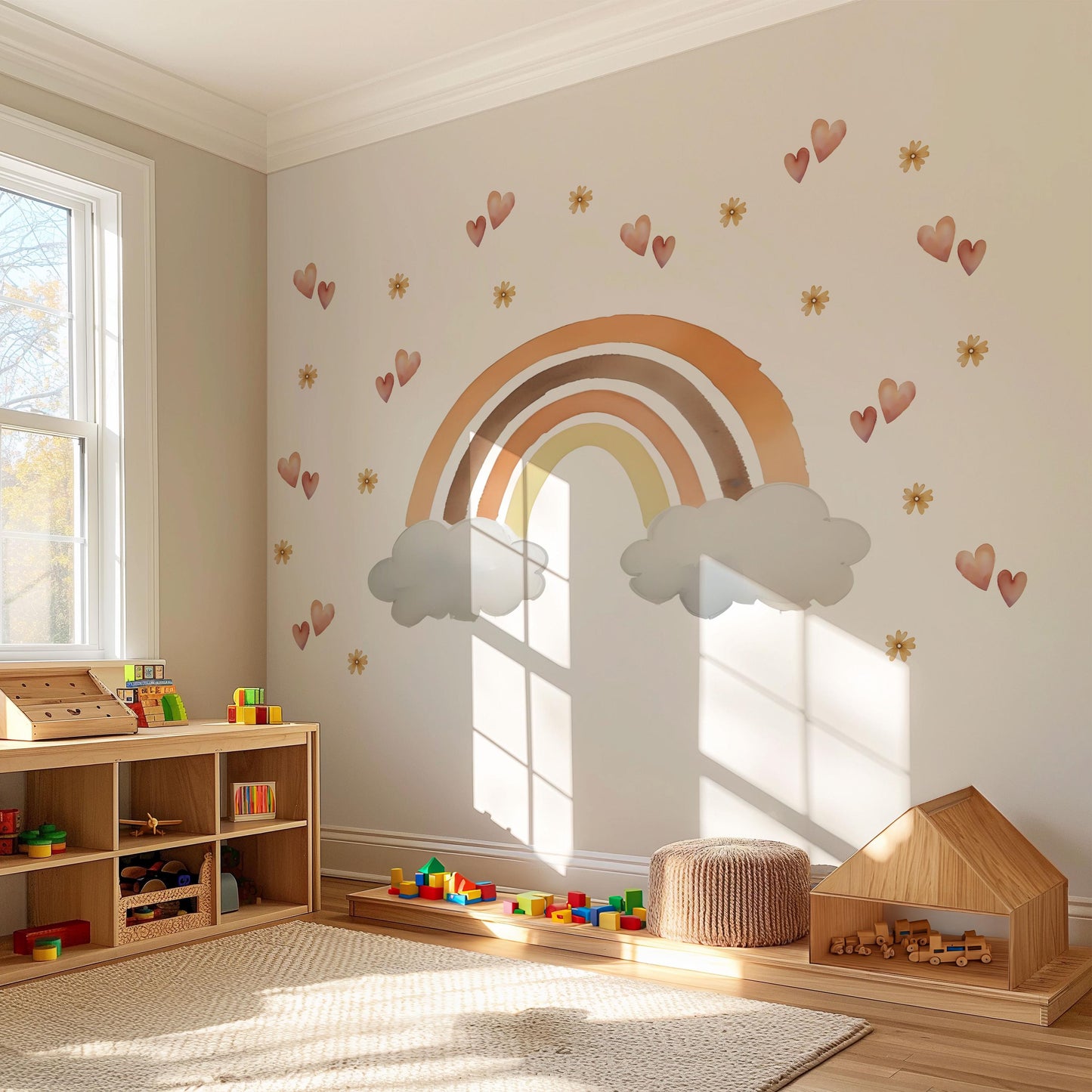 Nursery Decor Rainbow Wall Stickers, Nursery Wall Stickers, Kids Wall Stickers, Boho Rainbow Decal, Neutral Baby Room Decor