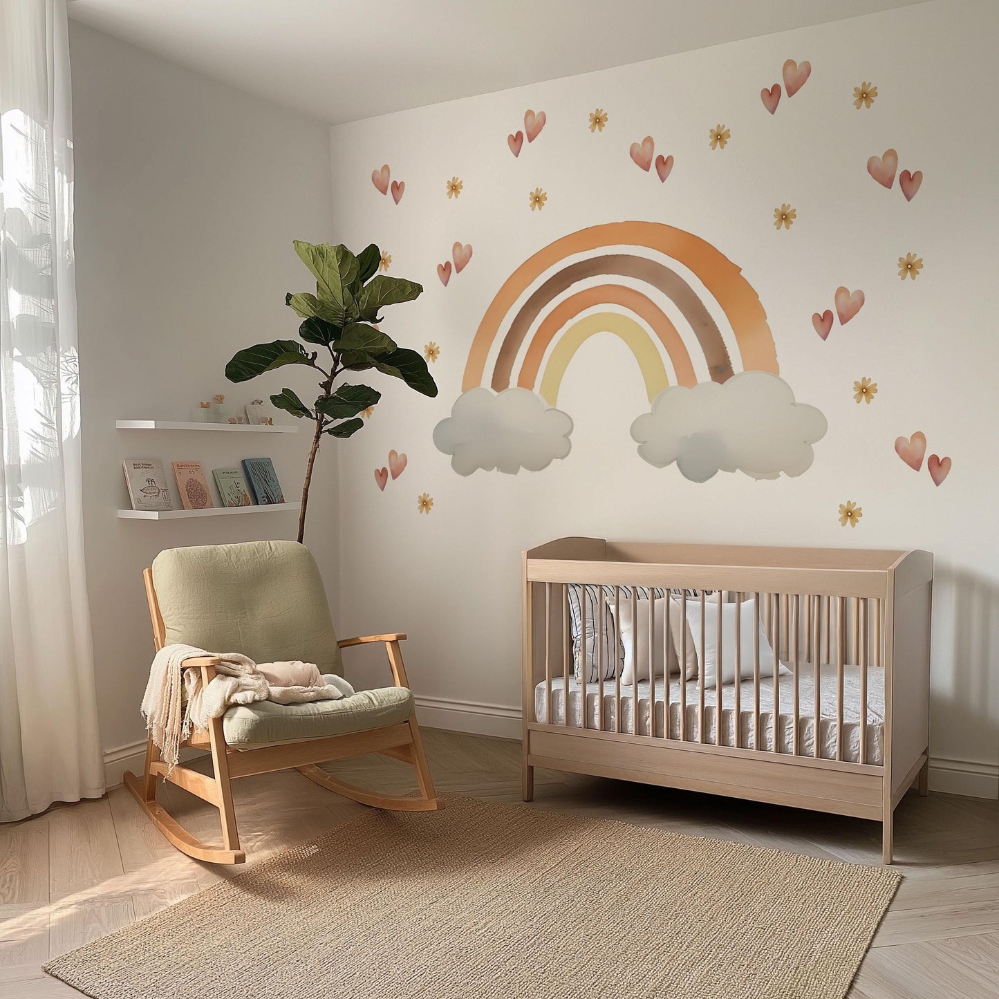 Nursery Decor Rainbow Wall Stickers, Nursery Wall Stickers, Kids Wall Stickers, Boho Rainbow Decal, Neutral Baby Room Decor