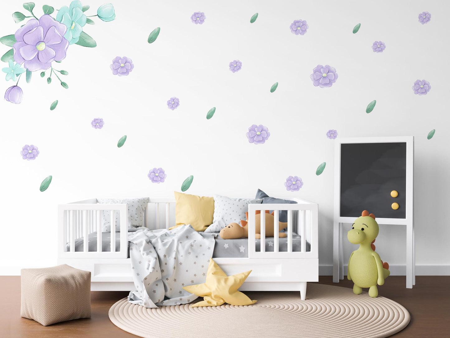 Nursery Decor Purple Flower Wall Stickers Nursery Wall Stickers Kids Wall Stickers, Floral Wall Decals, Girls Nursery Decor, Baby Room Decor