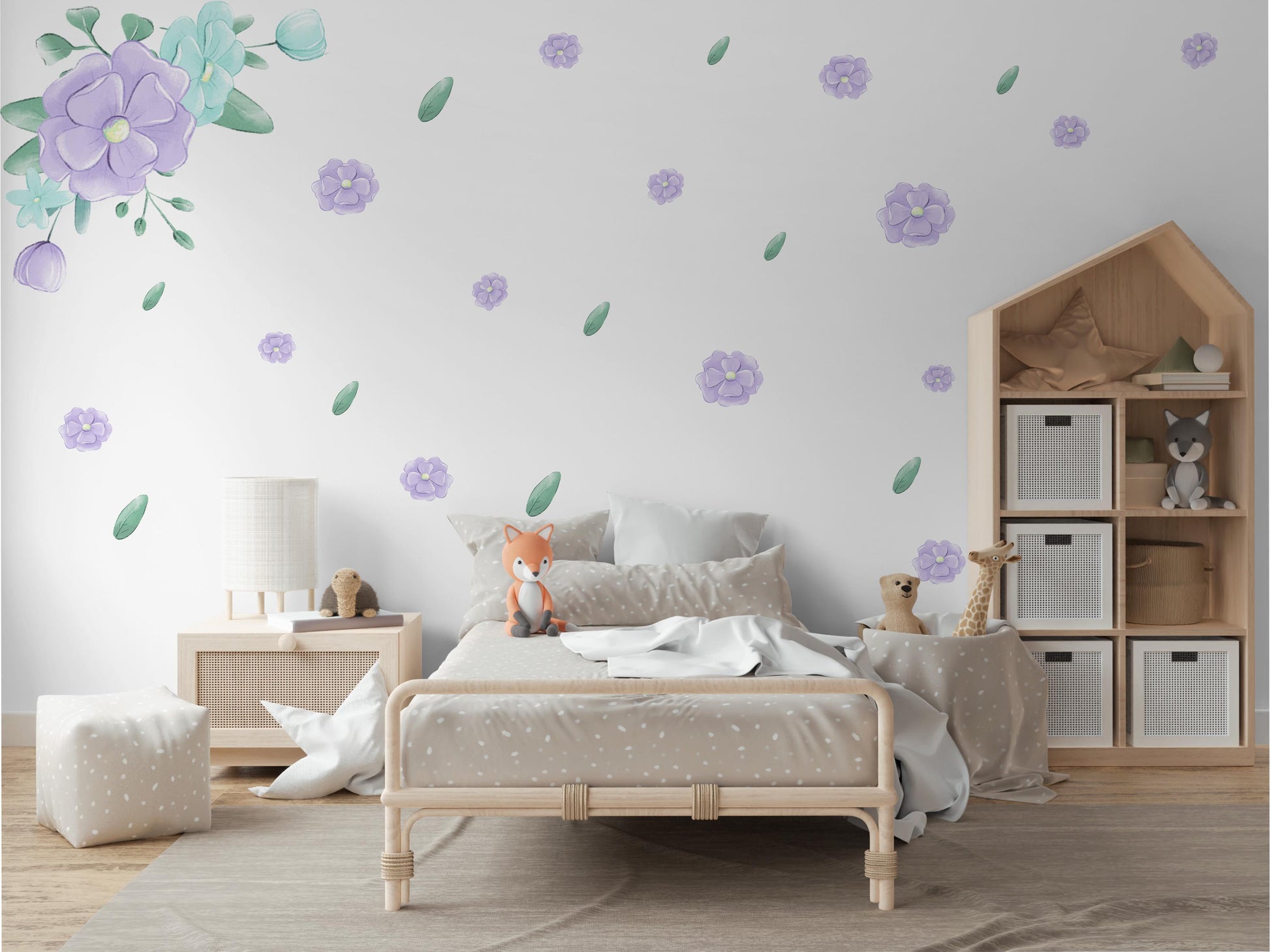 Nursery Decor Purple Flower Wall Stickers Nursery Wall Stickers Kids Wall Stickers, Floral Wall Decals, Girls Nursery Decor, Baby Room Decor
