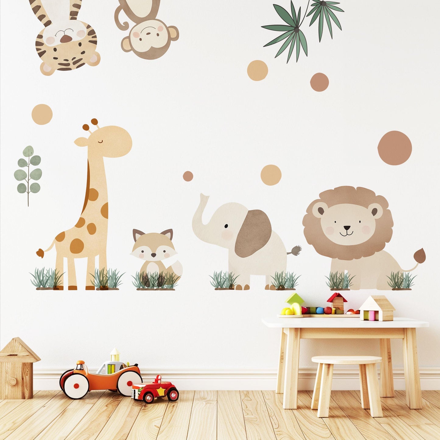 Safari Animal Wall Stickers Nursery Decor Jungle Nursery Wall Decals Neutral Nursery Decor Kids Bedroom Playroom Wall Art