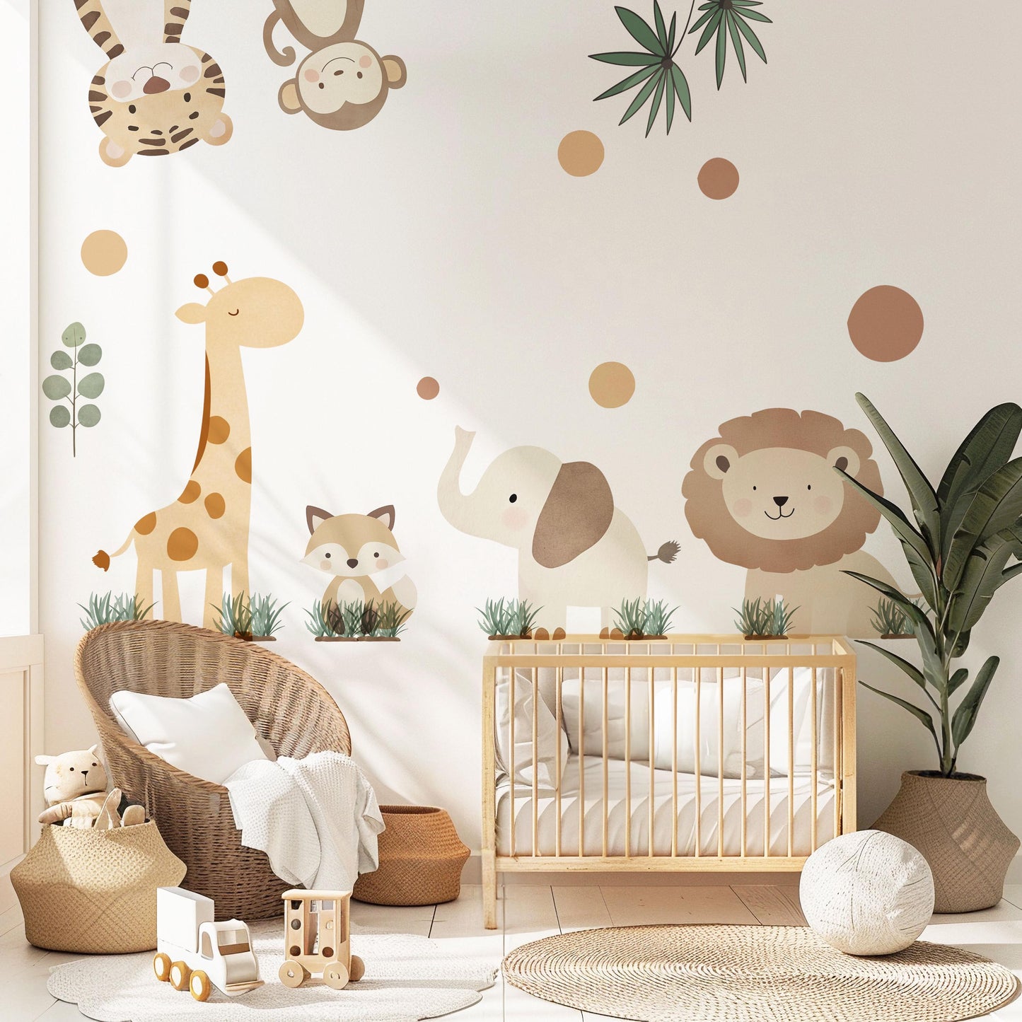 Safari Animal Wall Stickers Nursery Decor Jungle Nursery Wall Decals Neutral Nursery Decor Kids Bedroom Playroom Wall Art