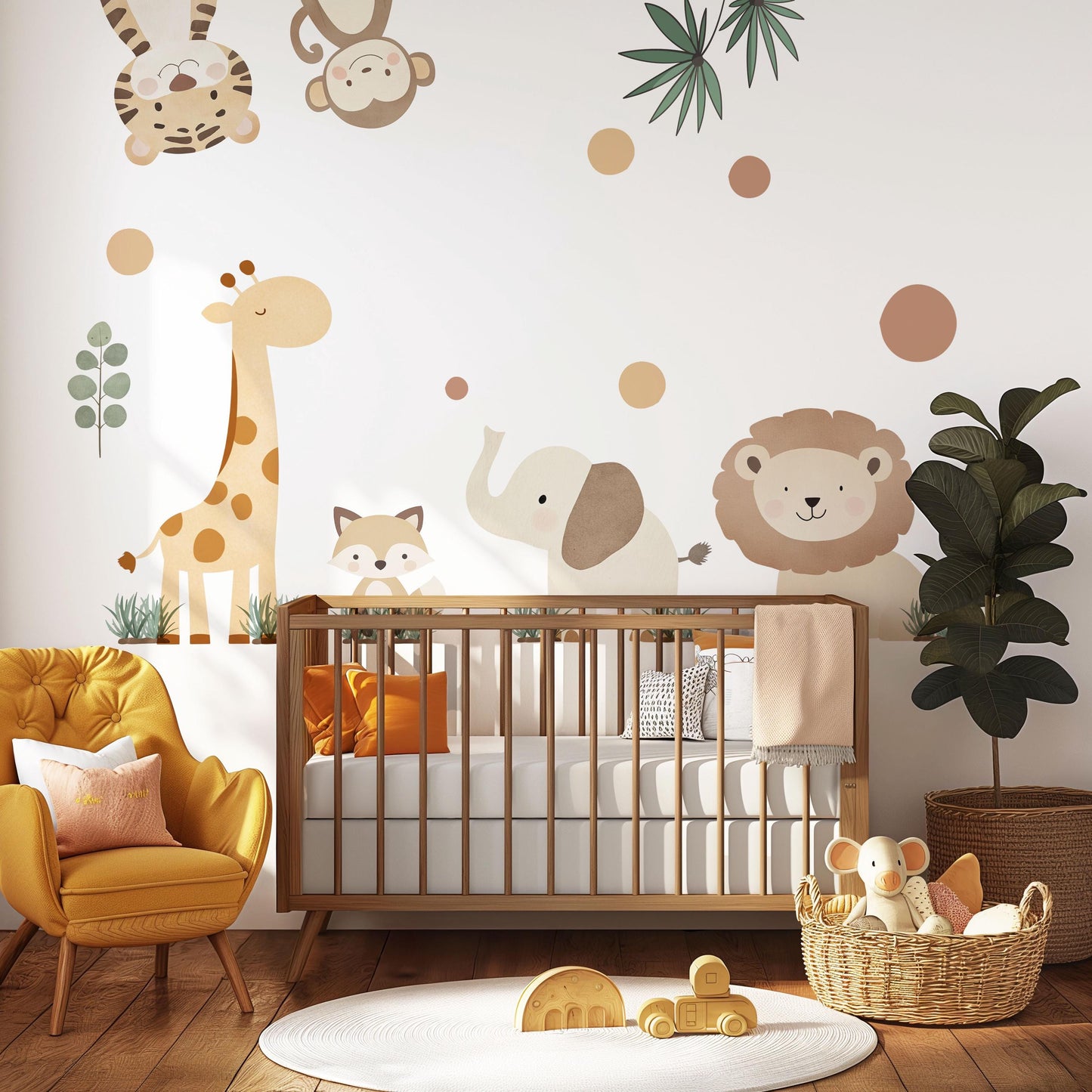 Safari Animal Wall Stickers Nursery Decor Jungle Nursery Wall Decals Neutral Nursery Decor Kids Bedroom Playroom Wall Art
