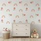 Boho Rainbow Flower Wall Decals, Neutral Nursery Wall Stickers, Pink Floral Nursery Decor, Baby Girl Room Decor, Peel And Stick Wall Art