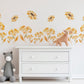 Sunflower Wall Stickers Floral Nursery Decor Yellow Flower Wall Decals Wildflower Bedroom Decor Peel And Stick Wall Art
