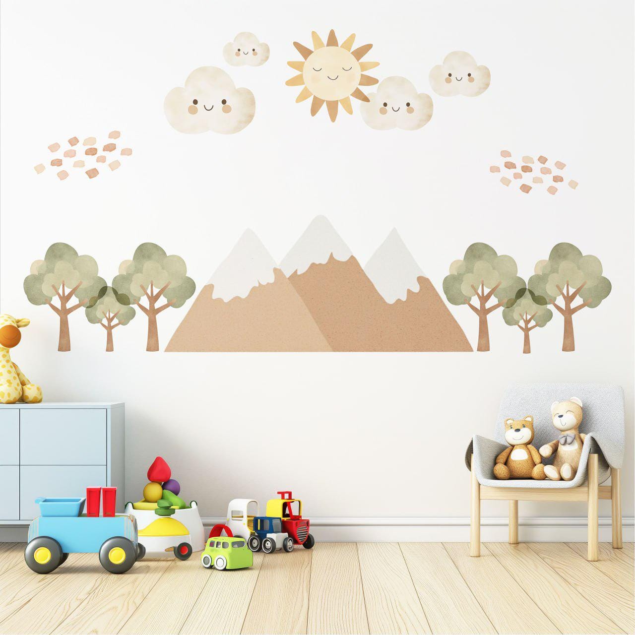Mountain Wall Stickers Neutral Nursery Decor Mountain Nursery Wall Decals Woodland Nursery Peel And Stick Bedroom Wall Art
