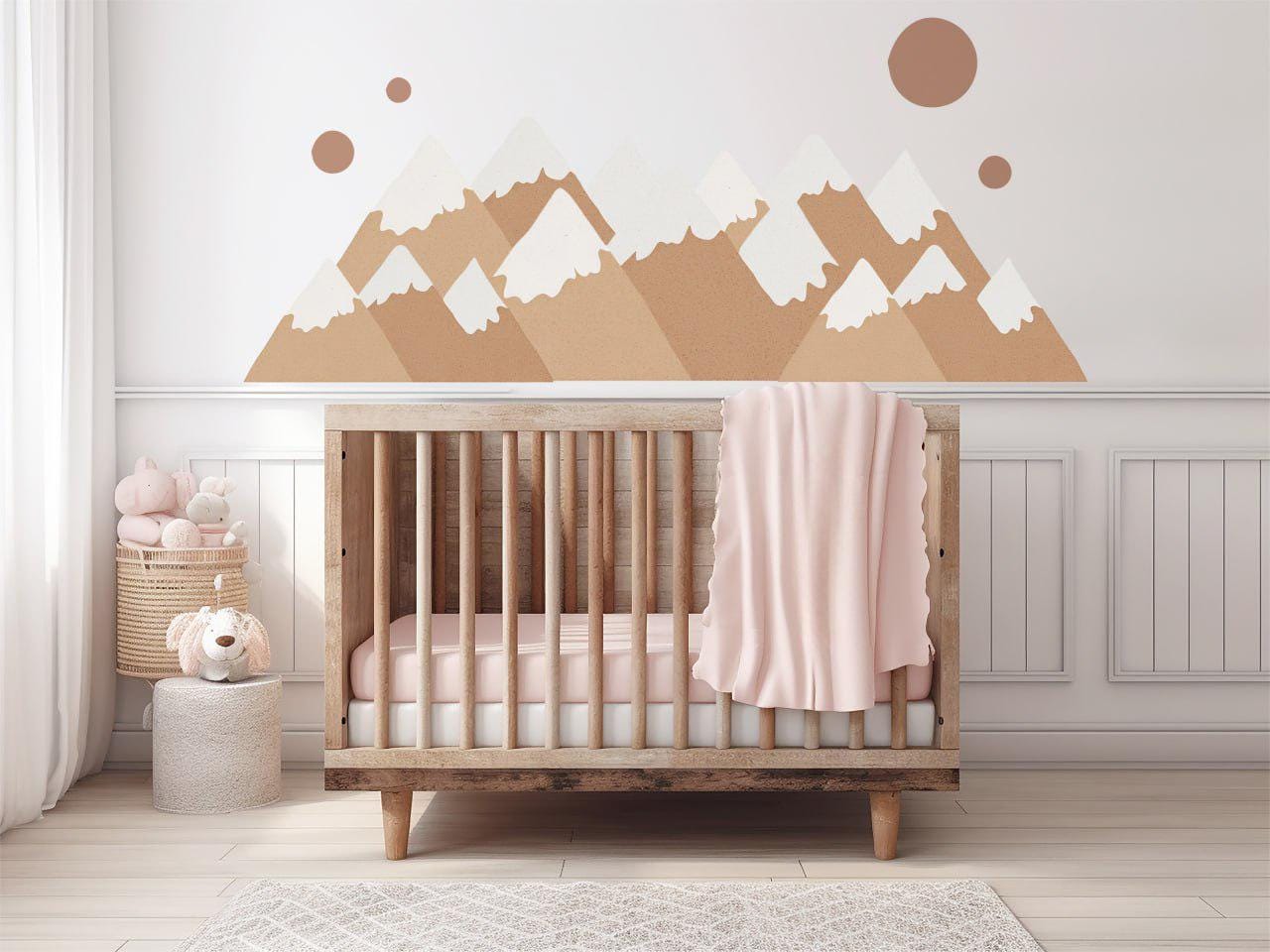 Boho Mountain Wall Decal for Nursery Neutral Mountain Wall Sticker Woodland Nursery Decor Beige Mountain Decal Scandinavian Nursery Wall Art