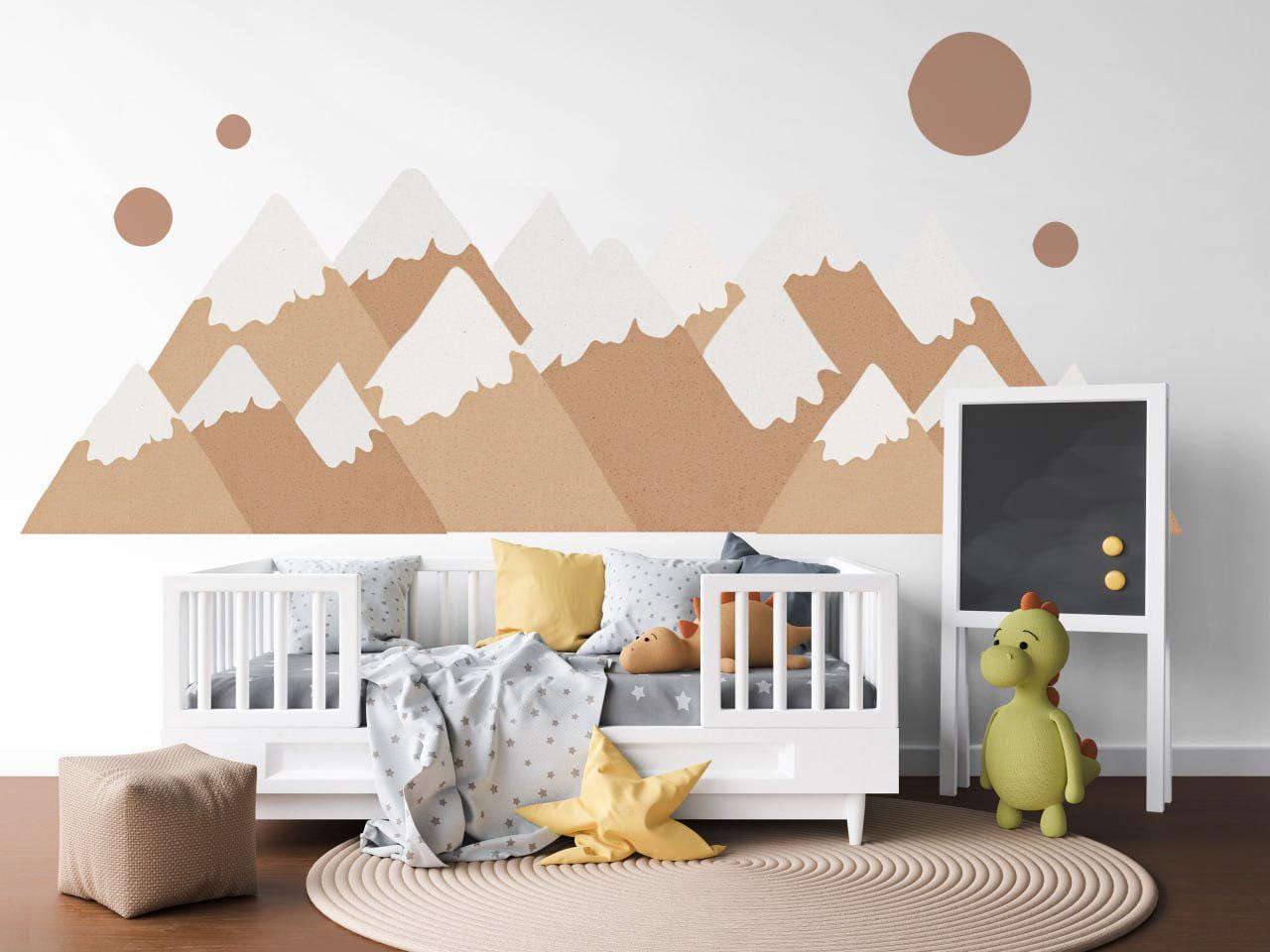 Boho Mountain Wall Decal for Nursery Neutral Mountain Wall Sticker Woodland Nursery Decor Beige Mountain Decal Scandinavian Nursery Wall Art
