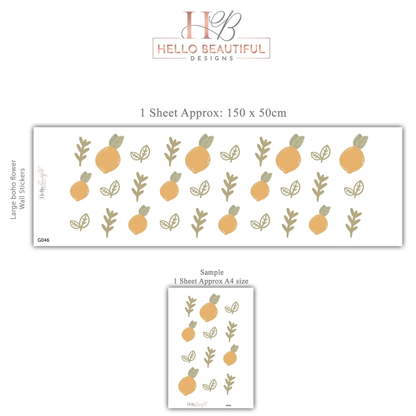 Lemon Wall Decals for Nursery Lemon Nursery Decor Fruit Wall Stickers Citrus Nursery Decor Neutral Baby Room Wall Decals