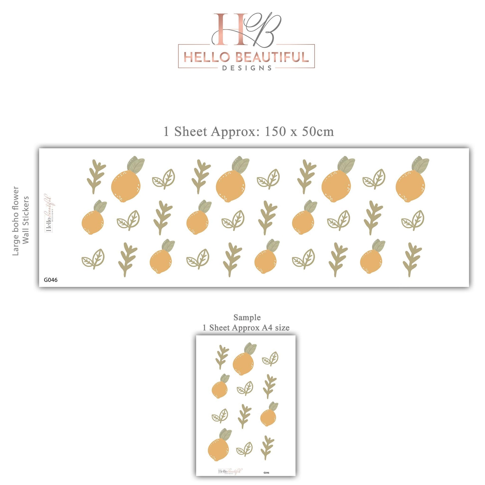 Lemon Wall Decals for Nursery Lemon Nursery Decor Fruit Wall Stickers Citrus Nursery Decor Neutral Baby Room Wall Decals