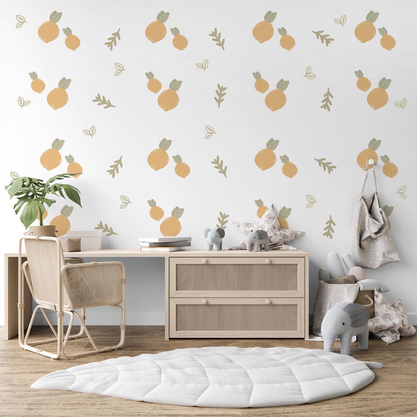 Lemon Wall Decals for Nursery Lemon Nursery Decor Fruit Wall Stickers Citrus Nursery Decor Neutral Baby Room Wall Decals