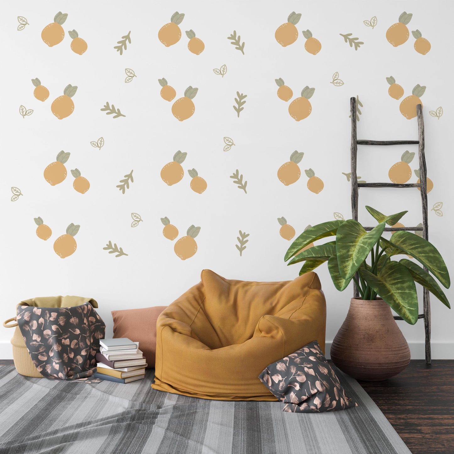 Lemon Wall Decals for Nursery Lemon Nursery Decor Fruit Wall Stickers Citrus Nursery Decor Neutral Baby Room Wall Decals
