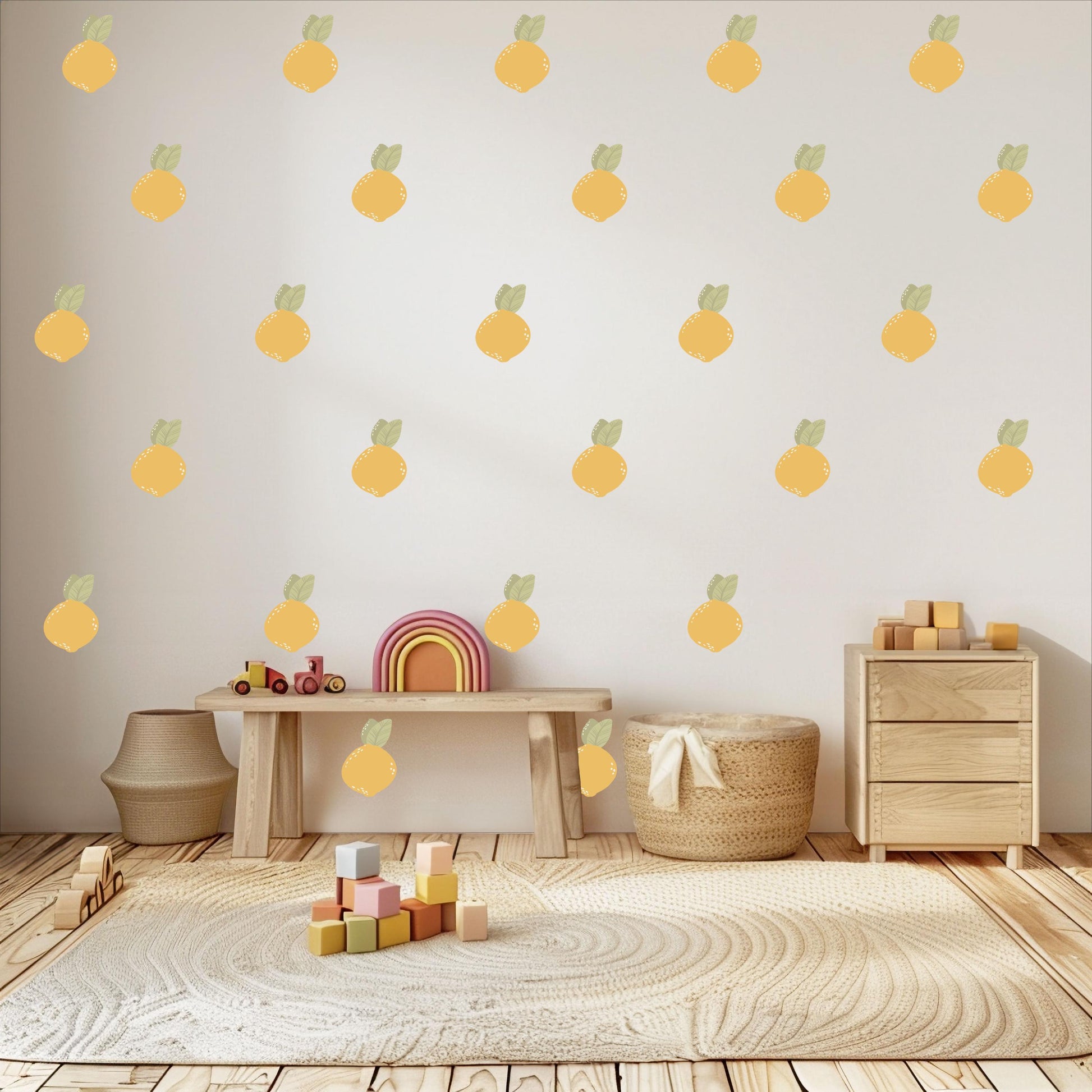 Lemon Wall Stickers Lemon Nursery Decor Citrus Wall Decals Yellow Nursery Stickers Fruit Wall Art Kids Bedroom Decor