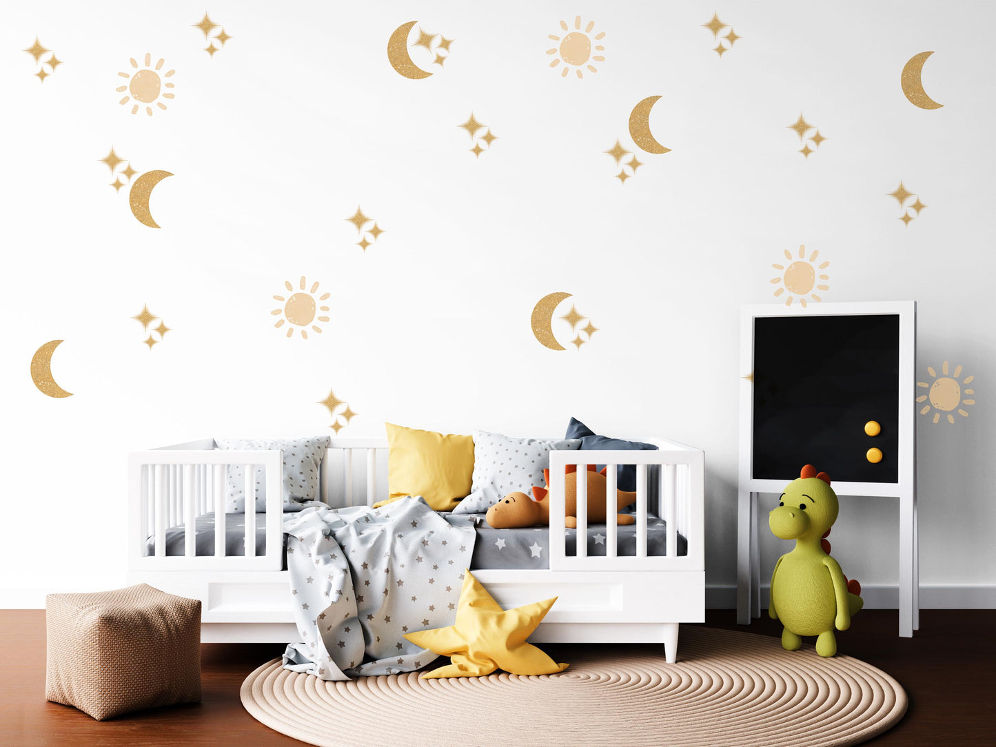 Moon And Sun Wall Stickers Celestial Nursery Decor Gold Moon Wall Decals Star Nursery Stickers Kids Bedroom Decor