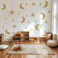 Gold Moon And Stars Wall Stickers Celestial Nursery Decor Moon Wall Decals Star Nursery Stickers Kids Bedroom Decor