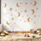 Gold Moon And Stars Wall Stickers Celestial Nursery Decor Moon Wall Decals Star Nursery Stickers Kids Bedroom Decor