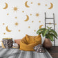 Gold Moon And Stars Wall Stickers Celestial Nursery Decor Moon Wall Decals Star Nursery Stickers Kids Bedroom Decor