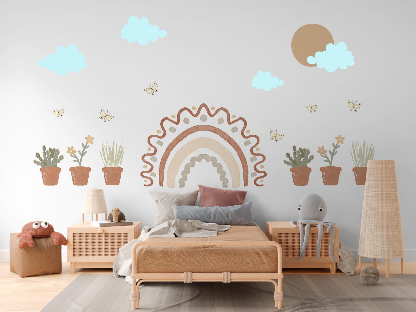 Boho Rainbow Wall Stickers Nursery Decor Rainbow Wall Decals Neutral Nursery Stickers Playroom Wall Art Peel And Stick Decor