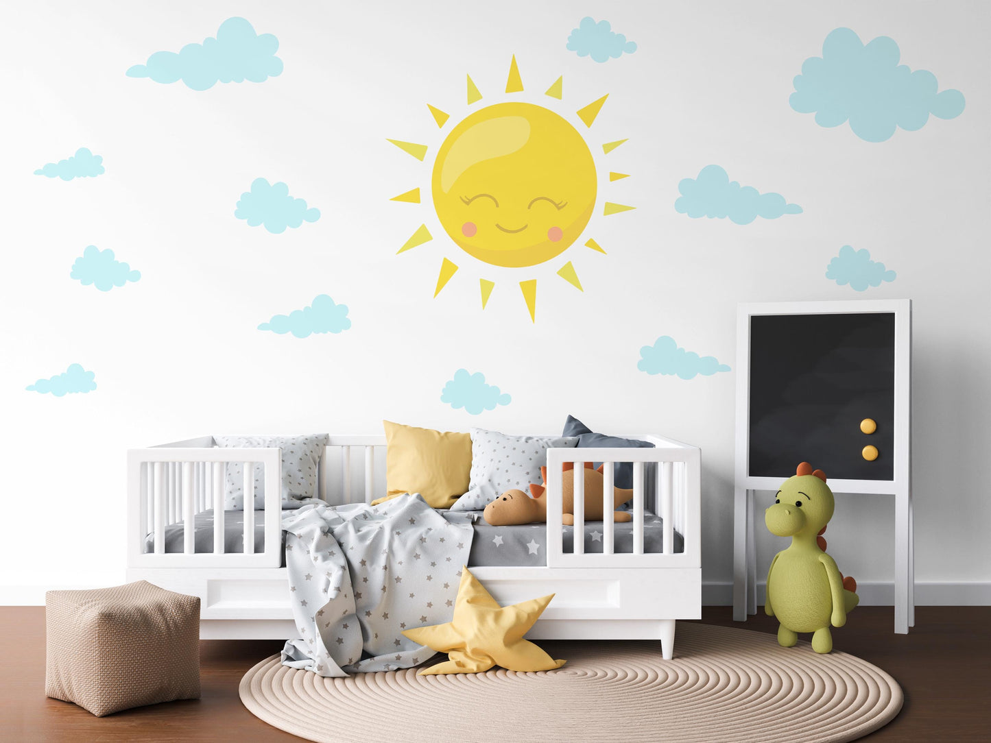 Sun And Clouds Wall Stickers Nursery Decor Sunshine Wall Decals Baby Room Wall Stickers Kids Bedroom Peel And Stick Decor