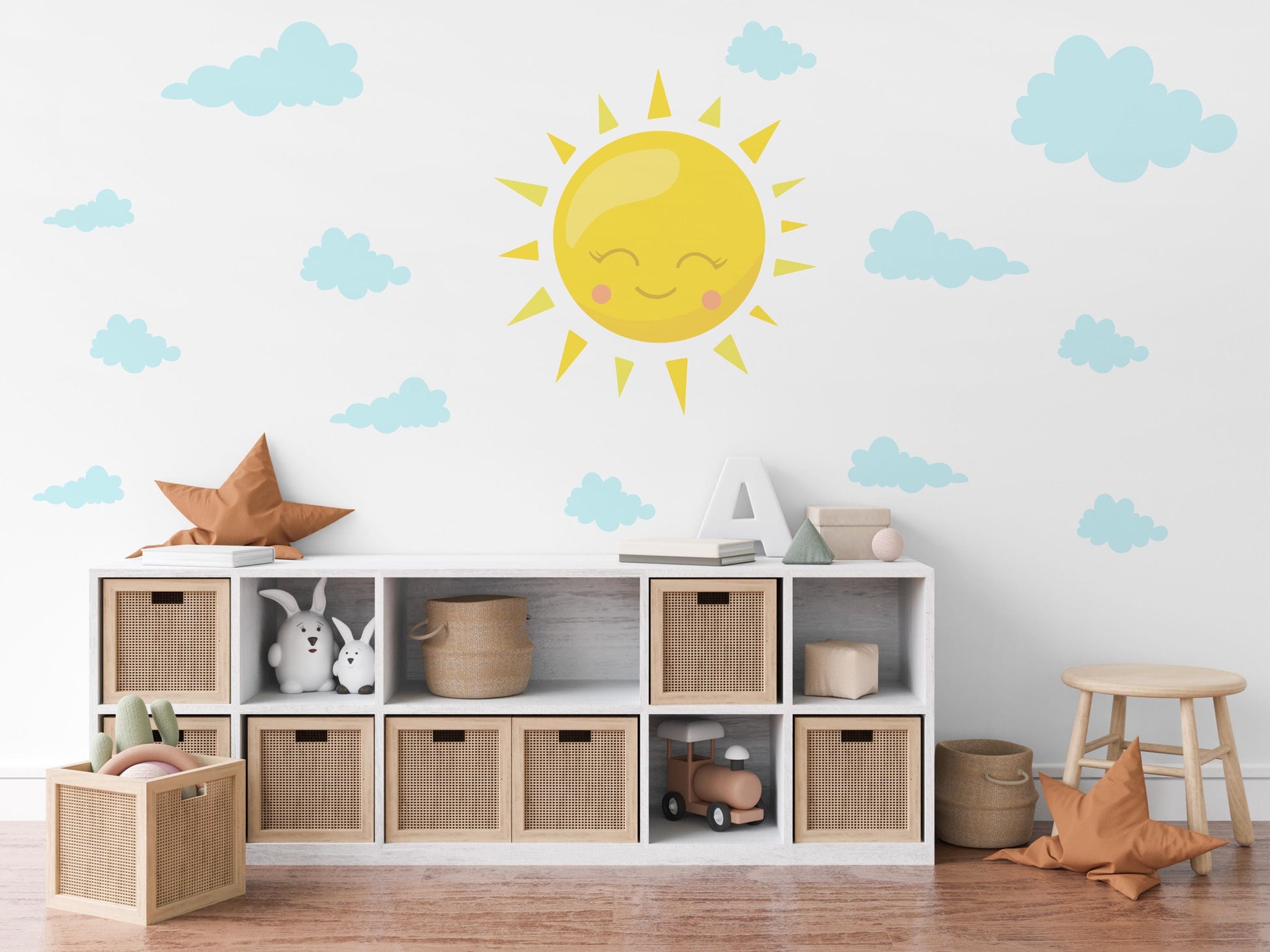 Sun And Clouds Wall Stickers Nursery Decor Sunshine Wall Decals Baby Room Wall Stickers Kids Bedroom Peel And Stick Decor