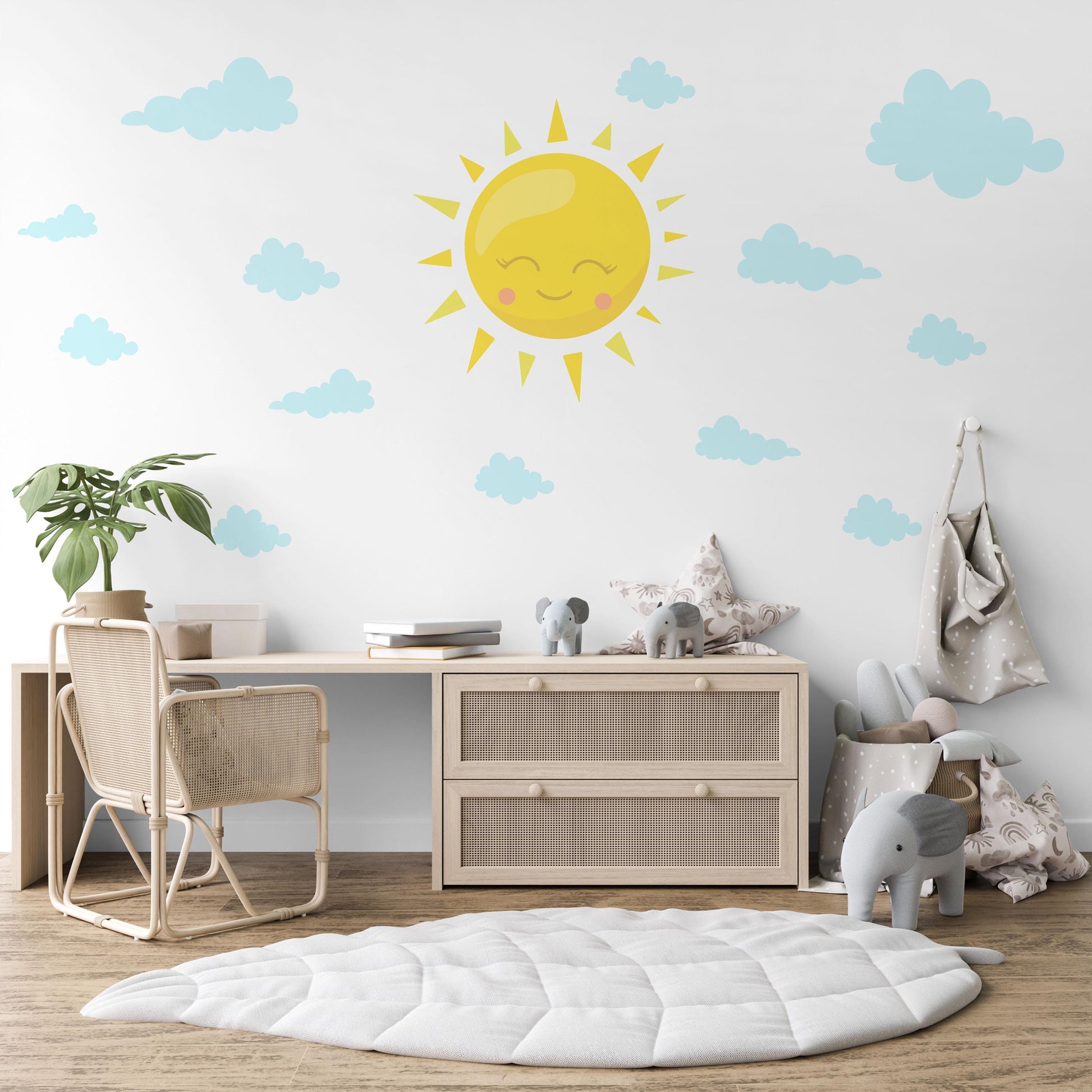 Sun And Clouds Wall Stickers Nursery Decor Sunshine Wall Decals Baby Room Wall Stickers Kids Bedroom Peel And Stick Decor