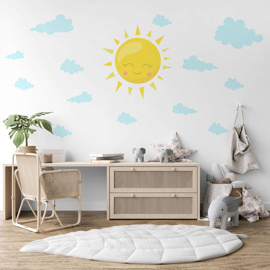 Sun And Clouds Wall Stickers Nursery Decor Sunshine Wall Decals Baby Room Wall Stickers Kids Bedroom Peel And Stick Decor