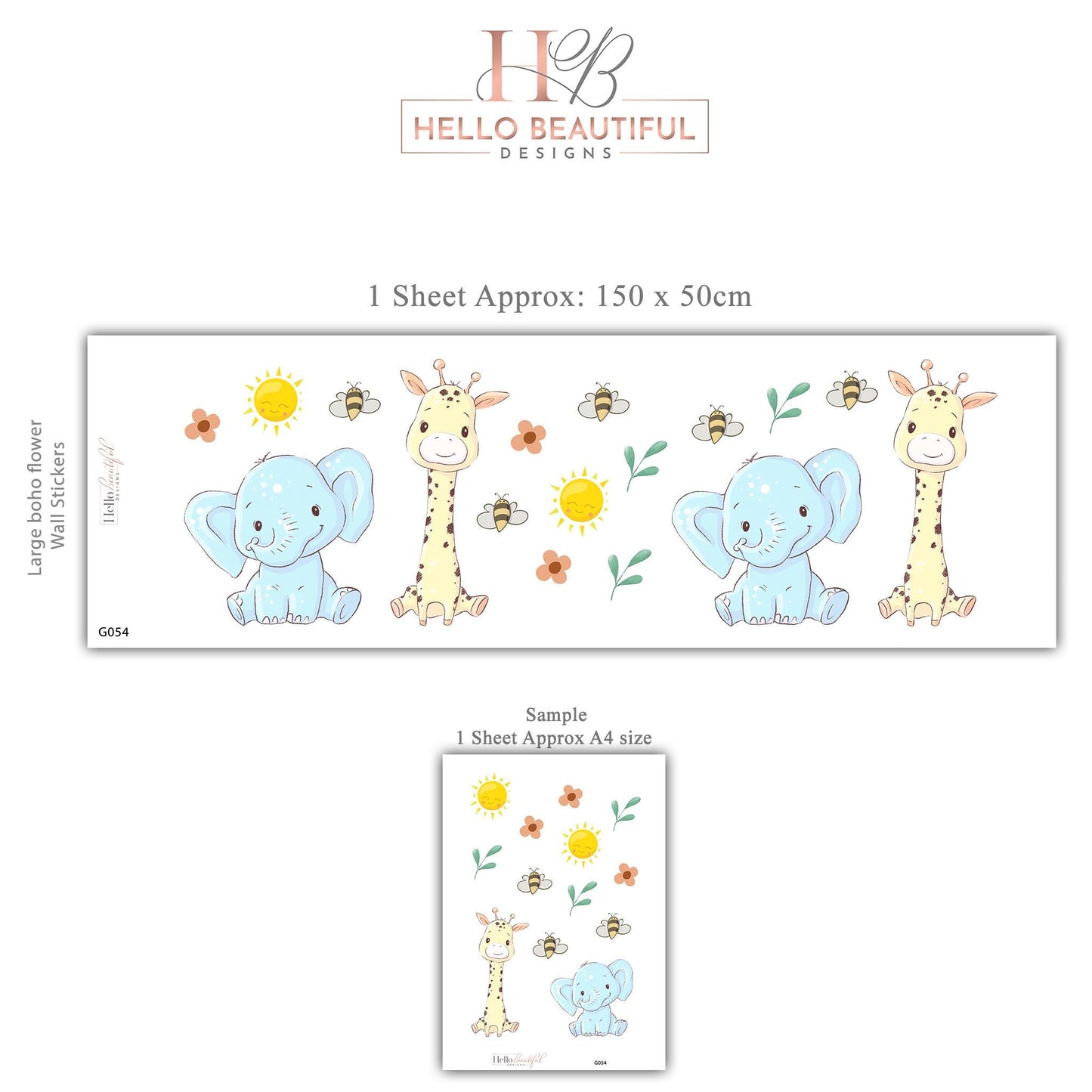 Safari Nursery Wall Stickers Elephant And Giraffe Decals Jungle Animal Wall Decals Baby Nursery Decor Peel And Stick