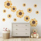 Sunflower Wall Stickers, Sunflower Nursery Decor, Boho Floral Wall Decals, Yellow Flower Wall Art, Peel And Stick Nursery Stickers