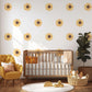 Sunflower Wall Stickers, Boho Sunflower Nursery Decor, Floral Wall Decals, Peel And Stick Flower Stickers, Neutral Nursery Wall Art