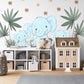 Elephant Nursery Wall Stickers Safari Wall Decals Jungle Nursery Decor Baby Elephant Wall Art, Neutral Nursery Stickers, Playroom Wall Decor