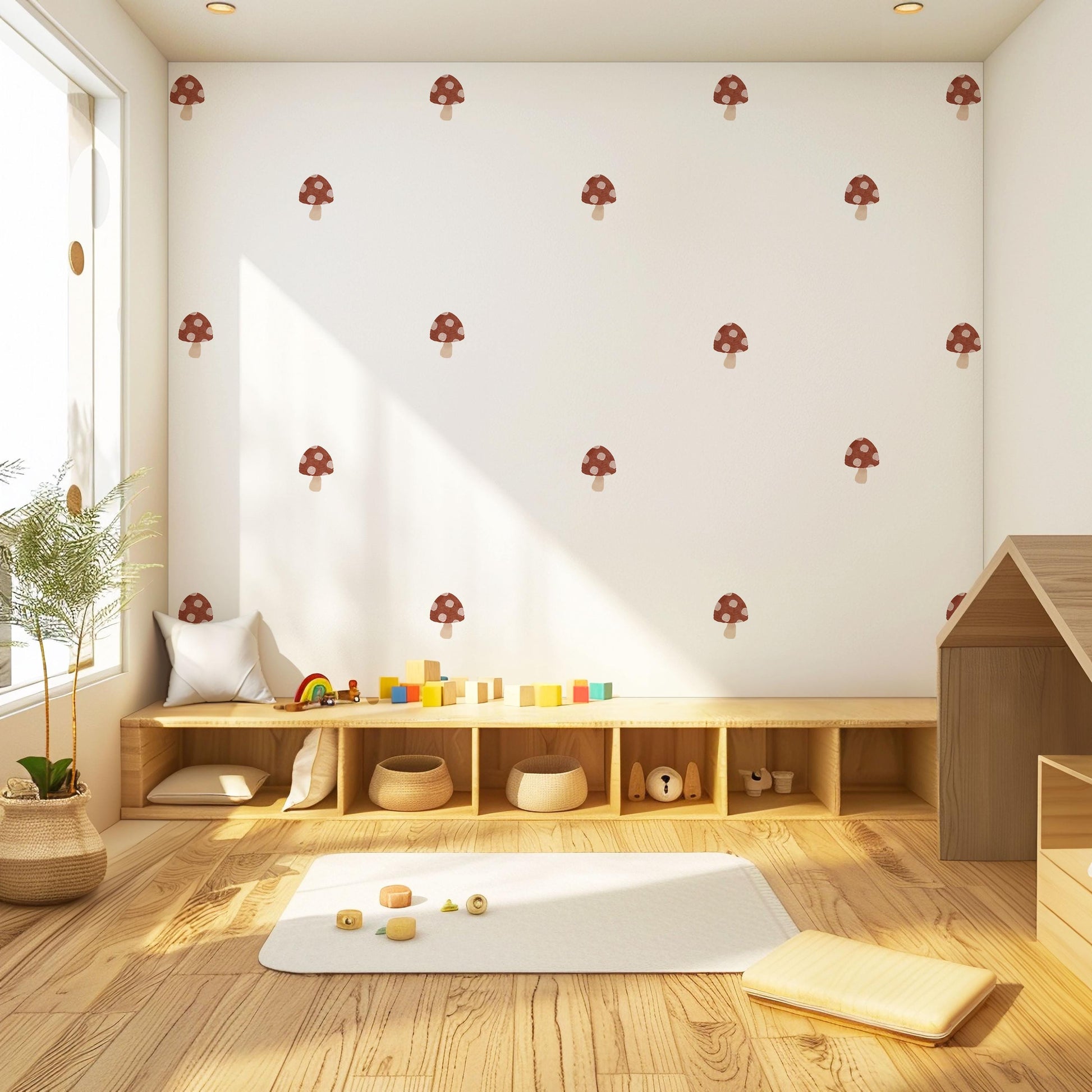 Boho Mushroom Wall Stickers, Woodland Nursery Decor, Mushroom Wall Decals, Neutral Nursery Wall Art, Cottagecore Nursery, Kids Room Decor