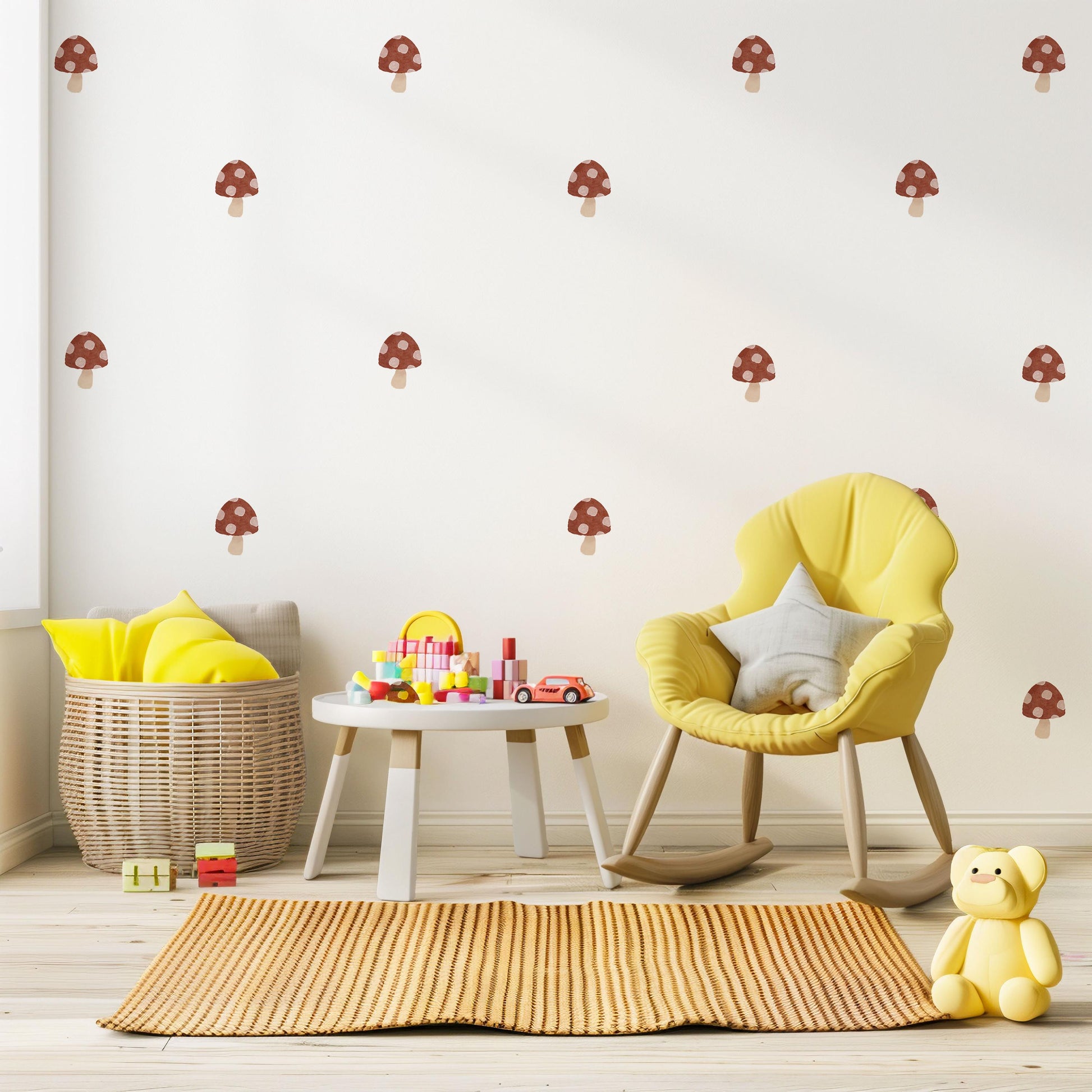 Boho Mushroom Wall Stickers, Woodland Nursery Decor, Mushroom Wall Decals, Neutral Nursery Wall Art, Cottagecore Nursery, Kids Room Decor