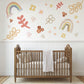 Boho Rainbow Wall Decal Neutral Nursery Wall Stickers Pastel Rainbow Nursery Decor Floral Wall Decals Baby Girl Nursery Decor Peel and Stick