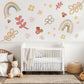 Boho Rainbow Wall Decal Neutral Nursery Wall Stickers Pastel Rainbow Nursery Decor Floral Wall Decals Baby Girl Nursery Decor Peel and Stick