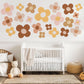 Boho Flower Wall Stickers Daisy Nursery Decor Neutral Floral Wall Decals Retro Flower Nursery Wall Art Girls Bedroom Decor Playroom Stickers