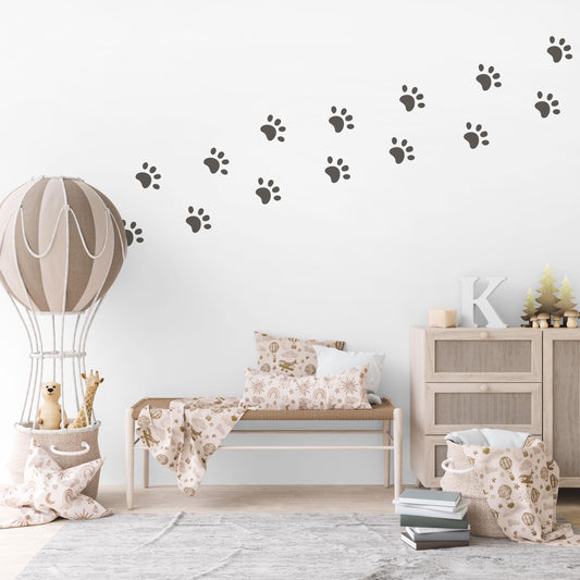 Dog Paw Print Wall Stickers for Kids Bedroom Puppy Nursery Decor Animal Footprint Wall Decals Neutral Playroom Wall Art Pet Lover Room Decor