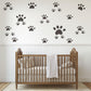 Dog Paw Print Wall Stickers for Nursery, Puppy Bedroom Decor, Pet Paw Decals, Neutral Kids Room Wall Art, Animal Footprint Playroom Stickers
