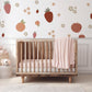 Strawberry Wall Decals Fruit Nursery Wall Stickers, Strawberry Nursery Decor, Boho Nursery Wall Art, Peach Wall Decals, Baby Girl Room Decor