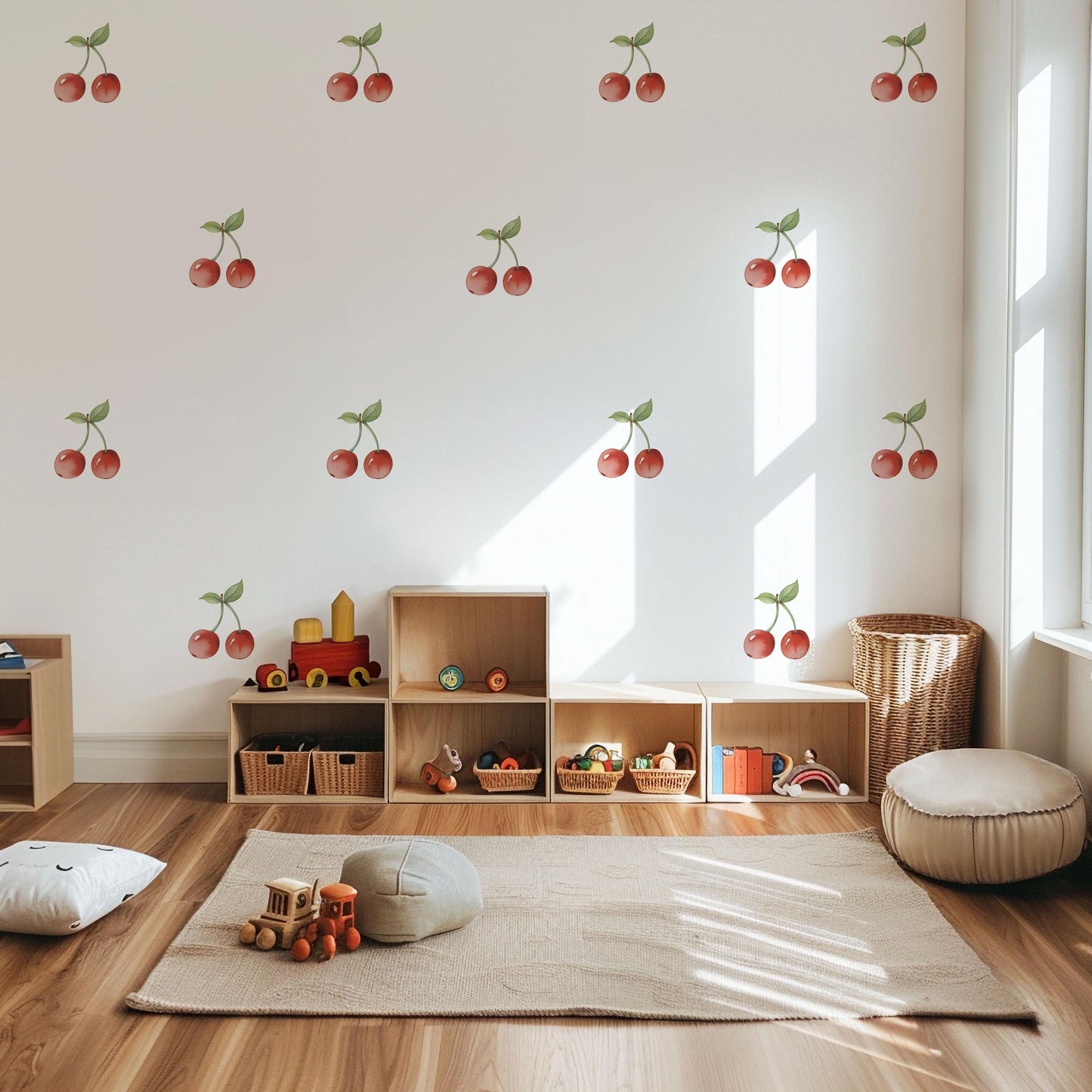 Cherry Wall Stickers Cherry Nursery Decor Fruit Wall Decals Coquette Bedroom Decor Red Cherry Stickers Girls Room Decor