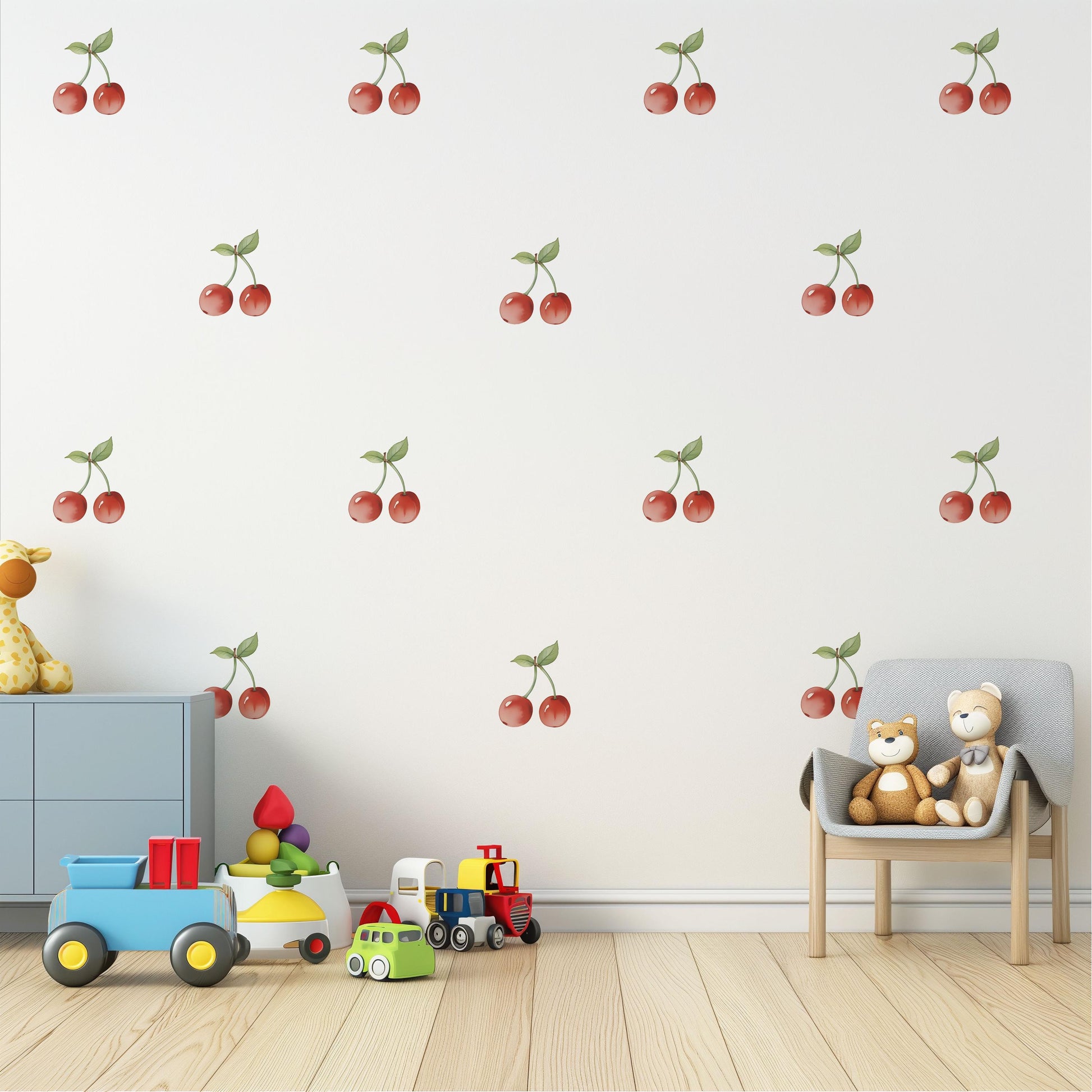 Cherry Wall Stickers Cherry Nursery Decor Fruit Wall Decals Coquette Bedroom Decor Red Cherry Stickers Girls Room Decor