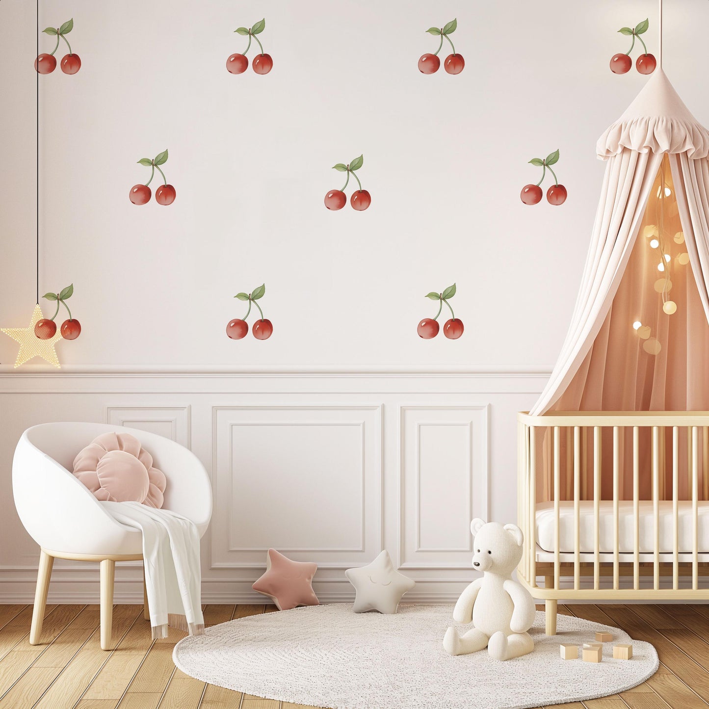 Cherry Wall Stickers Cherry Nursery Decor Fruit Wall Decals Coquette Bedroom Decor Red Cherry Stickers Girls Room Decor
