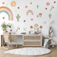 Boho Rainbow Wall Decals, Rainbow Nursery Wall Stickers, Cactus Nursery Decor, Retro Floral Wall Decals, Peel and Stick Nursery Decor