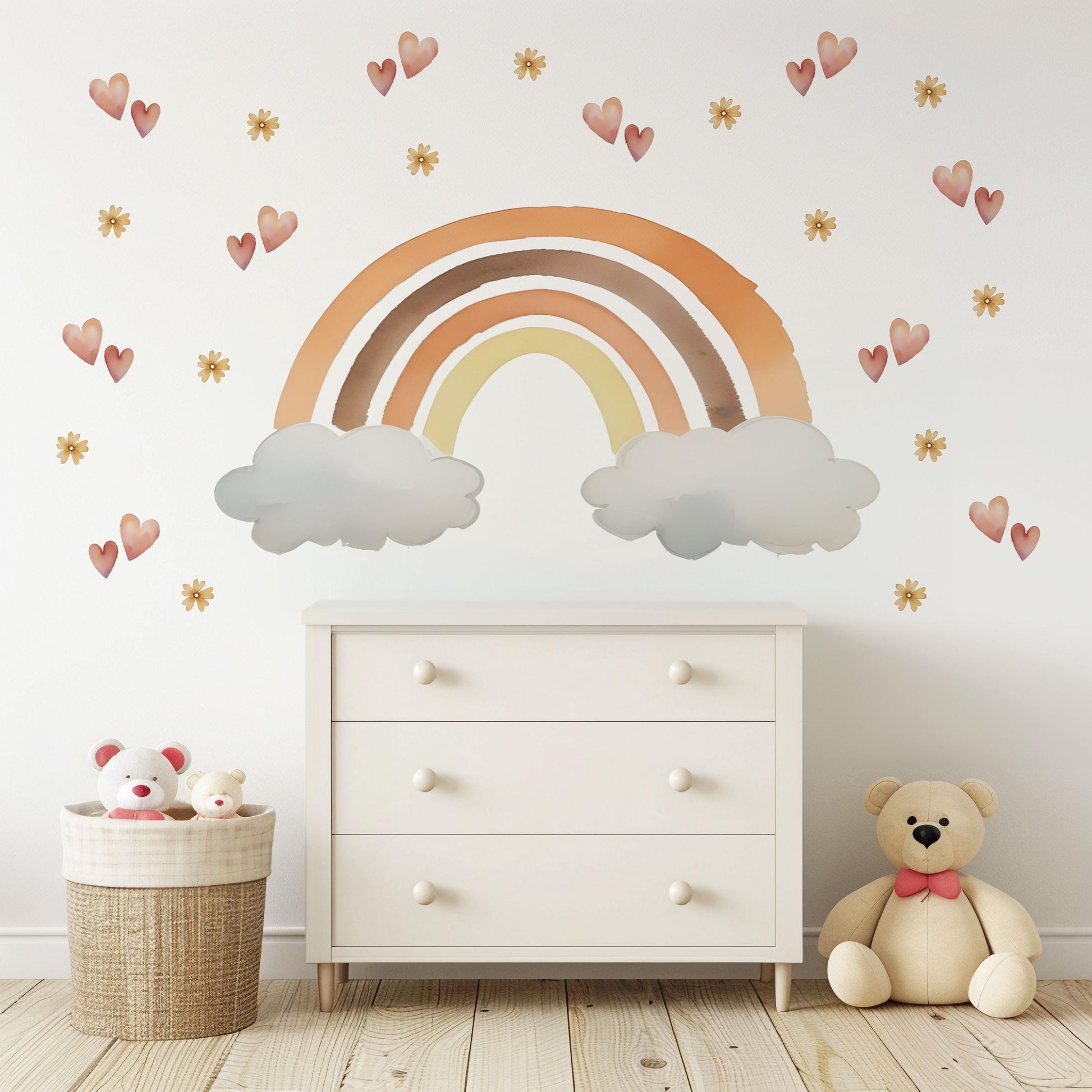 Nursery Decor Rainbow Wall Stickers, Nursery Wall Stickers, Kids Wall Stickers, Boho Rainbow Decal, Neutral Baby Room Decor