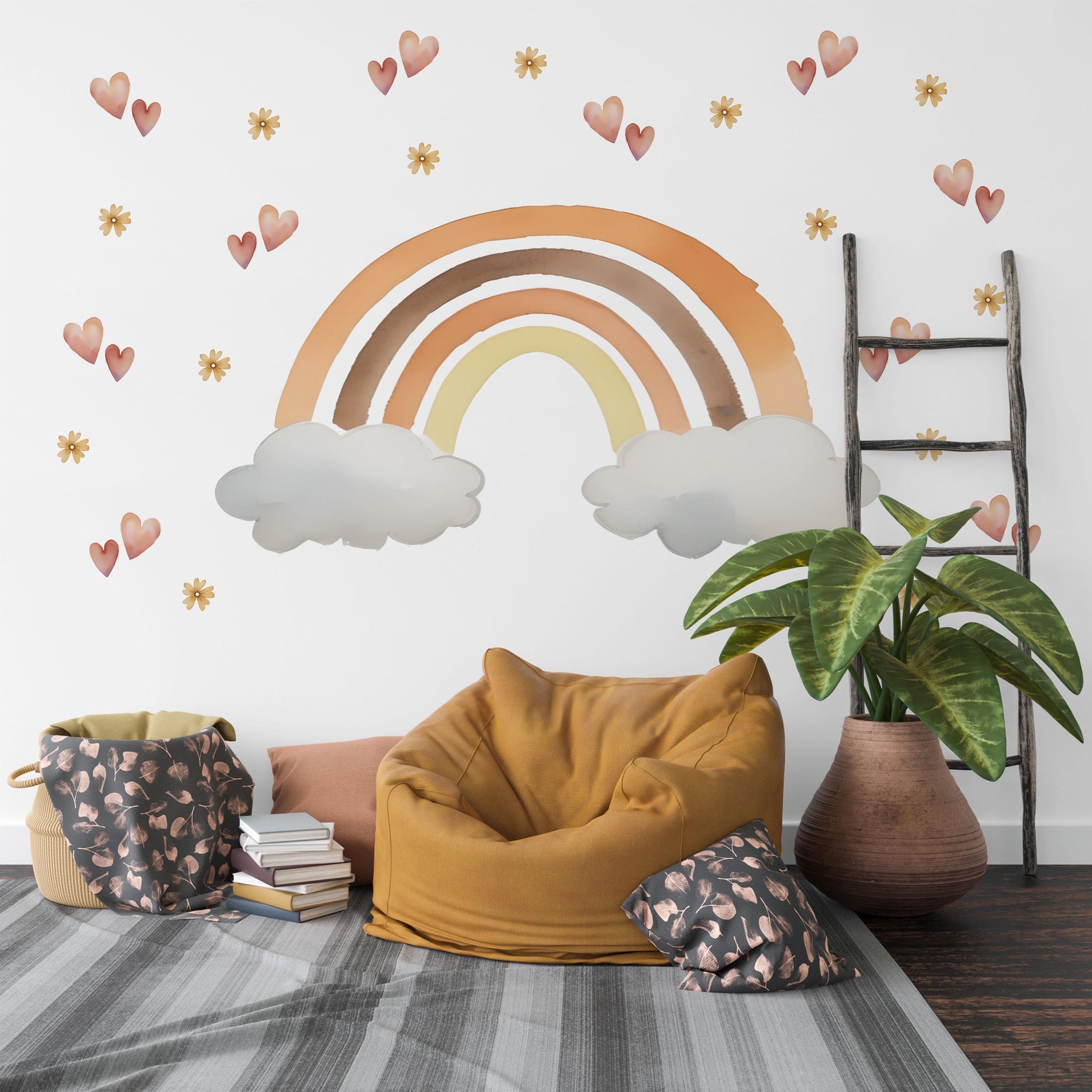 Nursery Decor Rainbow Wall Stickers, Nursery Wall Stickers, Kids Wall Stickers, Boho Rainbow Decal, Neutral Baby Room Decor