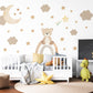 Teddy Bear Wall Decals Neutral Nursery Decor Bear Wall Stickers Beige Nursery Wall Art Moon Stars Baby Boy Room Decor