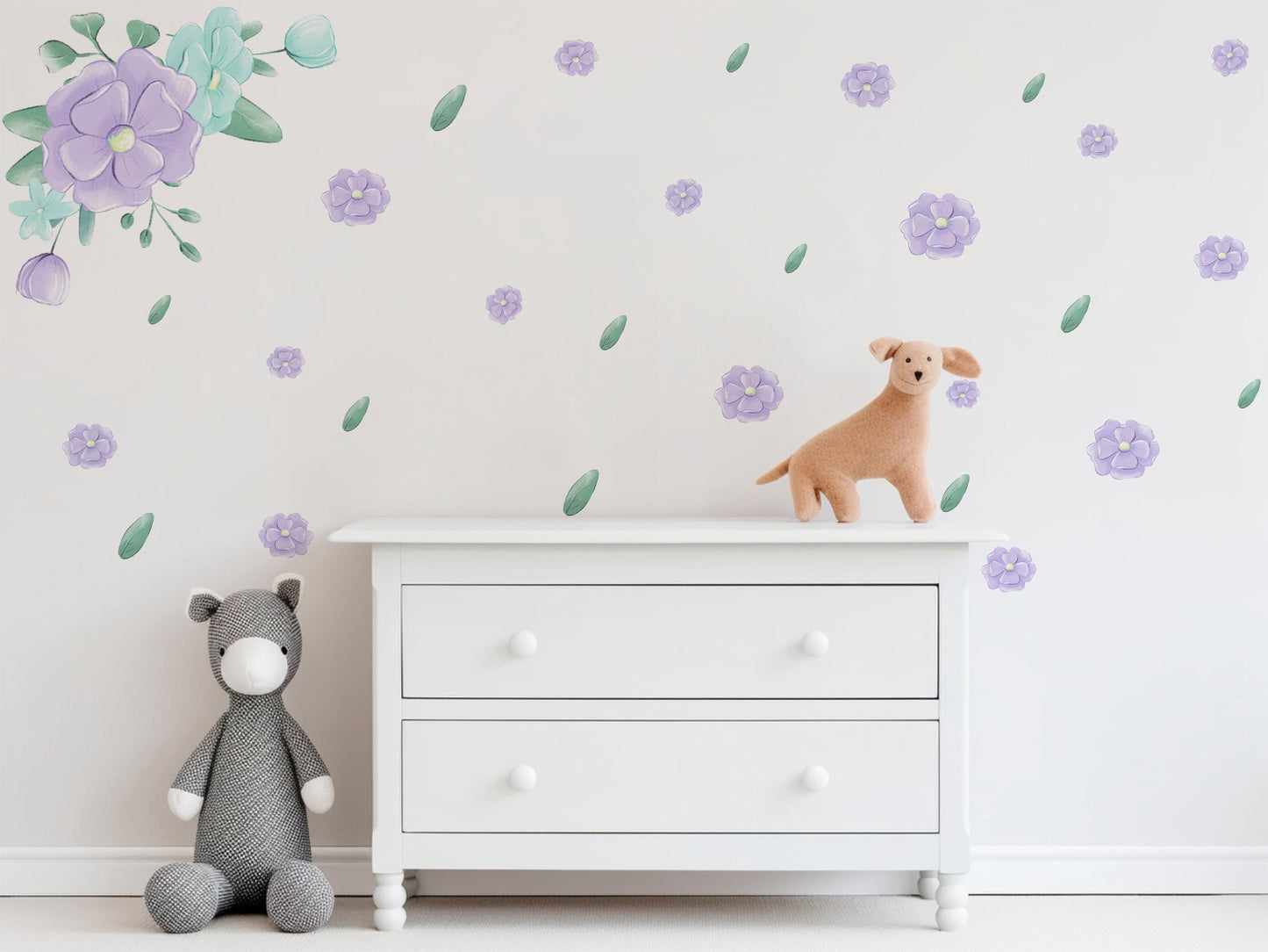 Nursery Decor Purple Flower Wall Stickers Nursery Wall Stickers Kids Wall Stickers, Floral Wall Decals, Girls Nursery Decor, Baby Room Decor