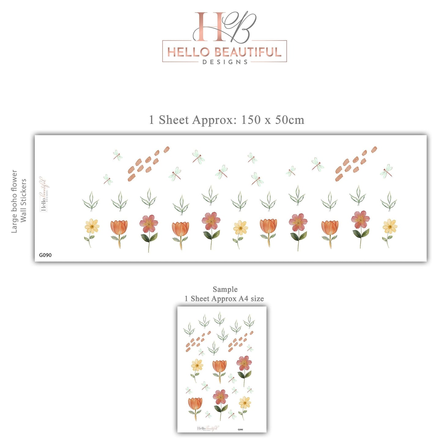 Flower Border Wall Stickers Floral Nursery Decor Flower Wall Decals Wildflower Nursery Peel And Stick Bedroom Wall Art