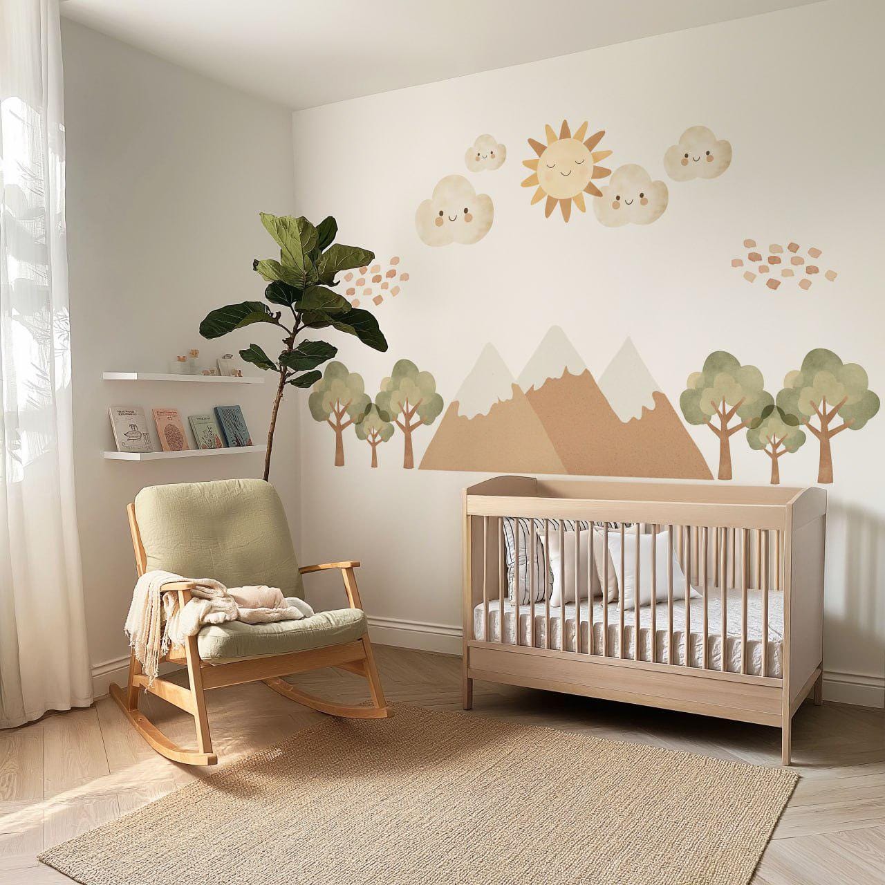 Mountain Wall Stickers Neutral Nursery Decor Mountain Nursery Wall Decals Woodland Nursery Peel And Stick Bedroom Wall Art