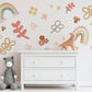 Boho Rainbow Wall Decal Neutral Nursery Wall Stickers Pastel Rainbow Nursery Decor Floral Wall Decals Baby Girl Nursery Decor Peel and Stick