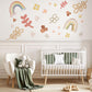 Boho Rainbow Wall Decal Neutral Nursery Wall Stickers Pastel Rainbow Nursery Decor Floral Wall Decals Baby Girl Nursery Decor Peel and Stick